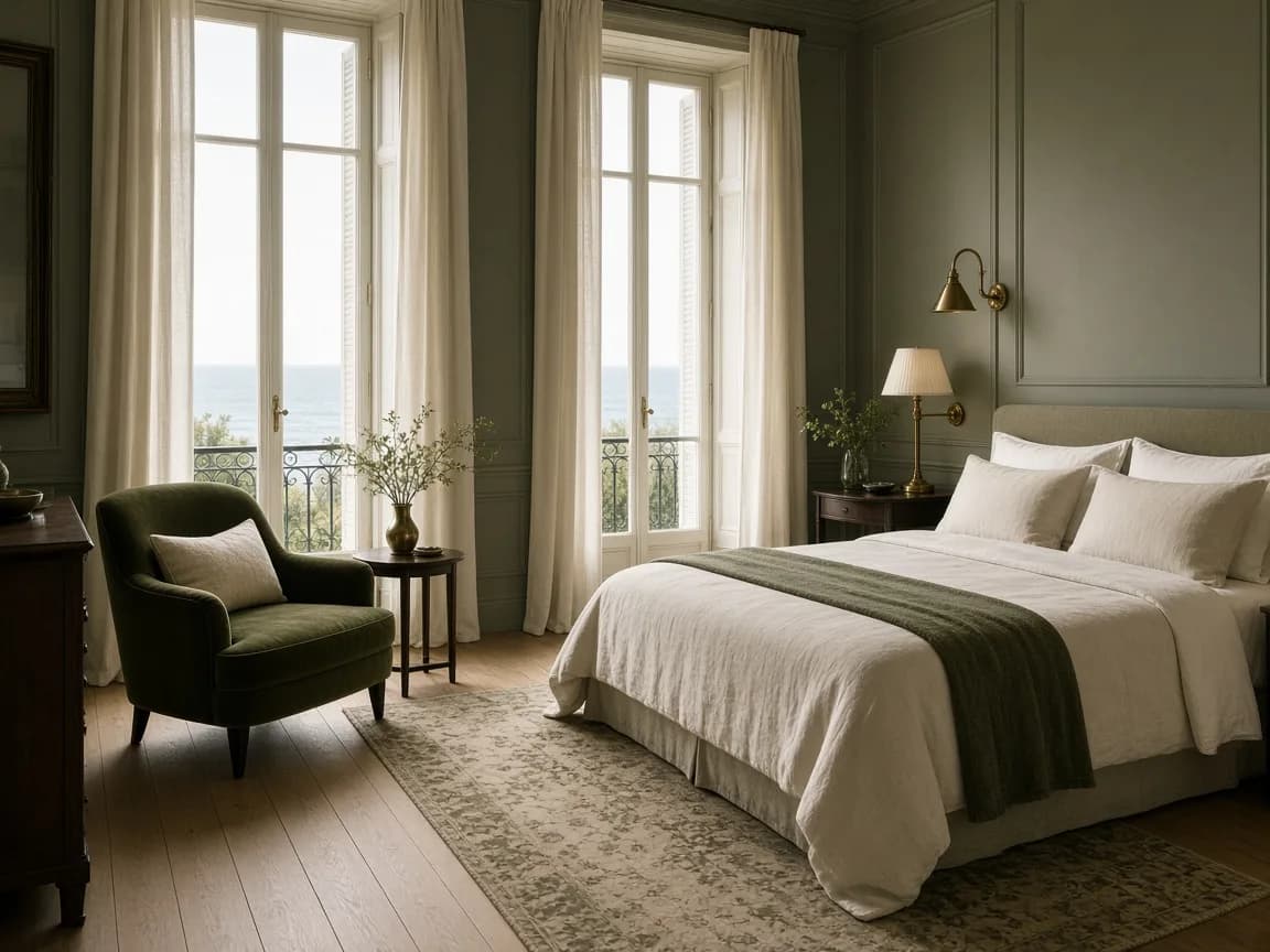 Suite Faro: dormitorio con vista al Atlántico y textiles de lino